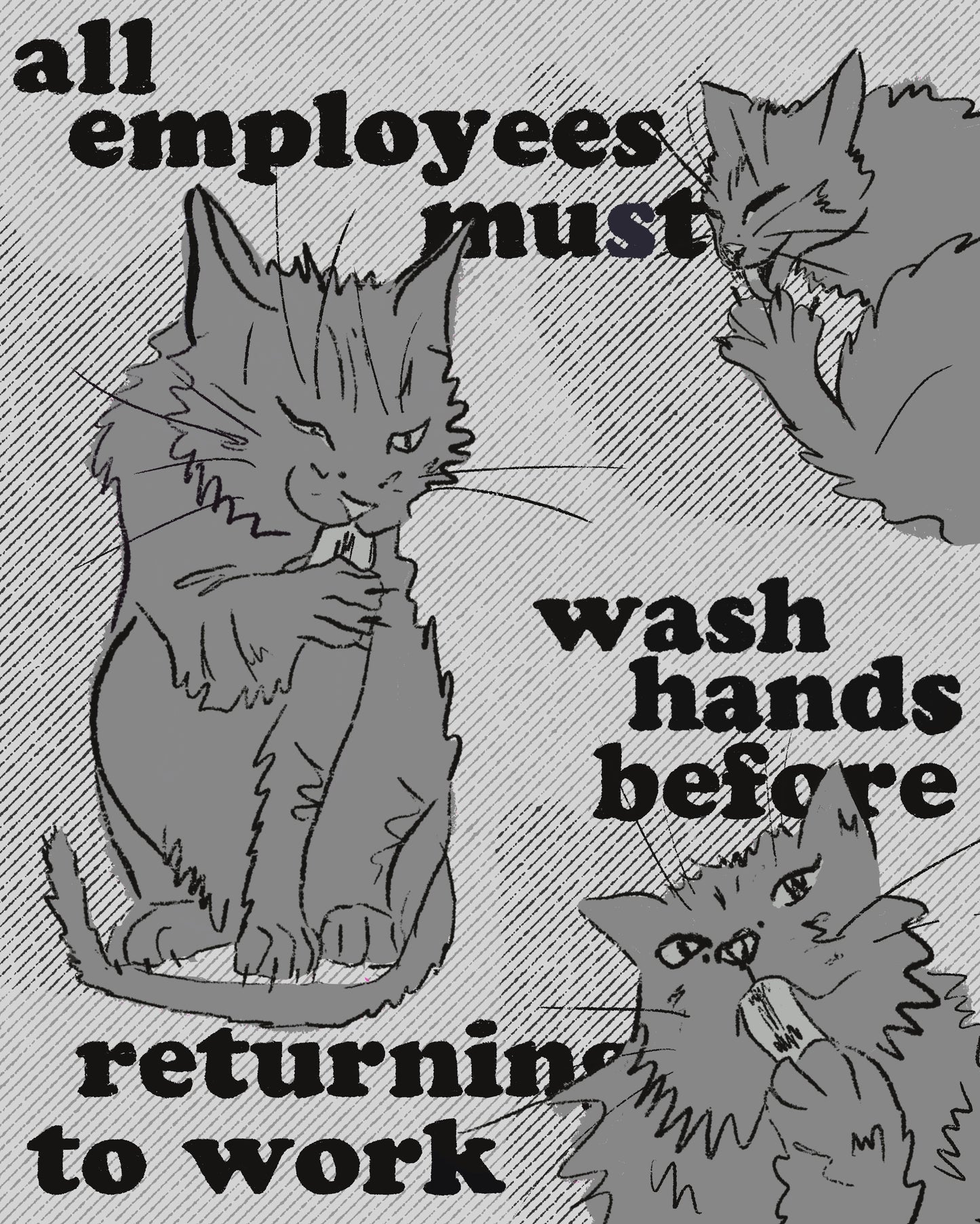 Employees Must Wash Hands Print